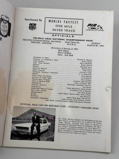 Various pictures of the souvenir program from the 15th annual 200 mile bobby ball race on Sunday November 22 1964.