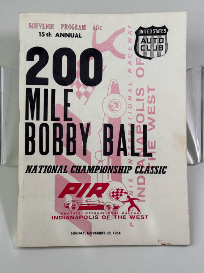 Various pictures of the souvenir program from the 15th annual 200 mile bobby ball race on Sunday November 22 1964.