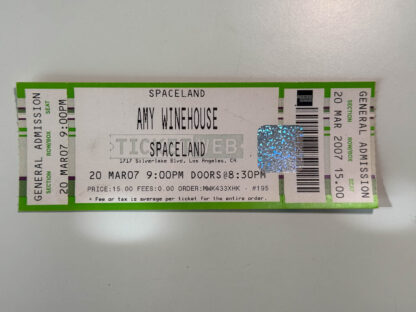 This is a picture of an unused Amy Winehouse ticket stub from her March 07 2007 show