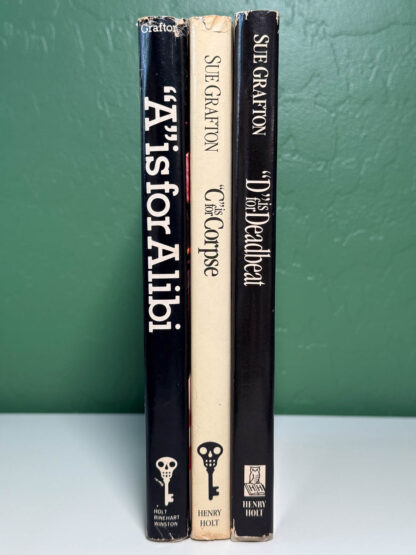 Pictures of the three Sue Grafton novels' spines.