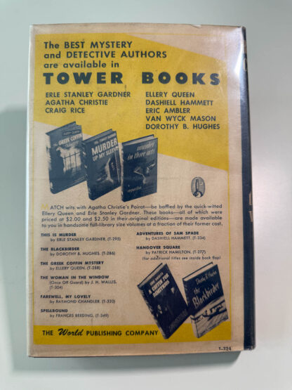 A picture of the back cover of the Tower first edition of The High Window by Raymond Chandler