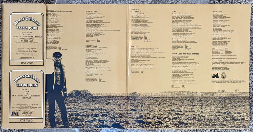 a photo of the elton john record gatefold honky château