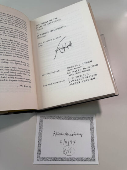 Picture of the signature of Lawrence Ferlighetti in the book Howl Of The Censor