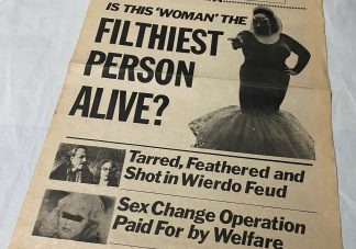 Cover of NATIONAL PEEP. A one-page "tabloid" published by Saliva Films