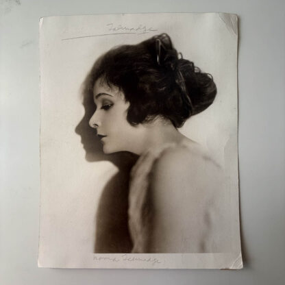 This is a picture of the back of a Constance Talmage publicity photo for "Mama's Affair".