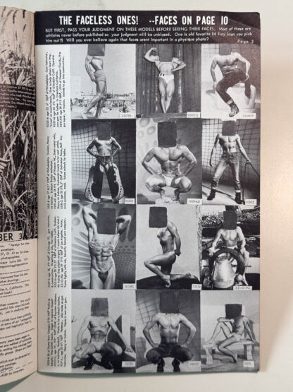 Various pictures of Physique Pictorial from the Fall of 1957.