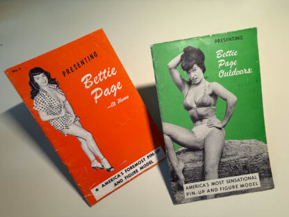 Two Bettie Page publications Presenting Bettie Page at home and Outdoors