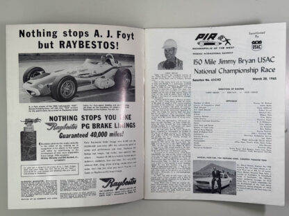 Various pictures of the Souvenir Program from the 150 Mile Jimmy Bryan USAC National Championship Race