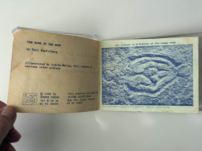 Various pictures of Tuli Kupferberg's books Listen to the Mockingbird and The Book of the Body